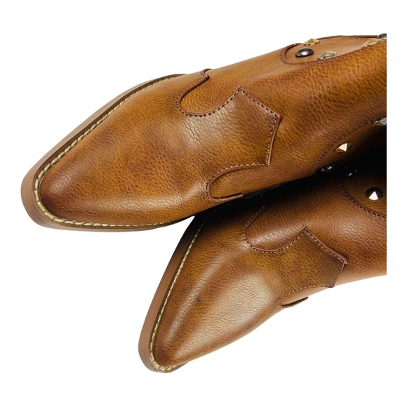 Cato Womens Comfort Leather Western Studded Tall Boots Brown Size 9M NWT - Picture 4 of 11